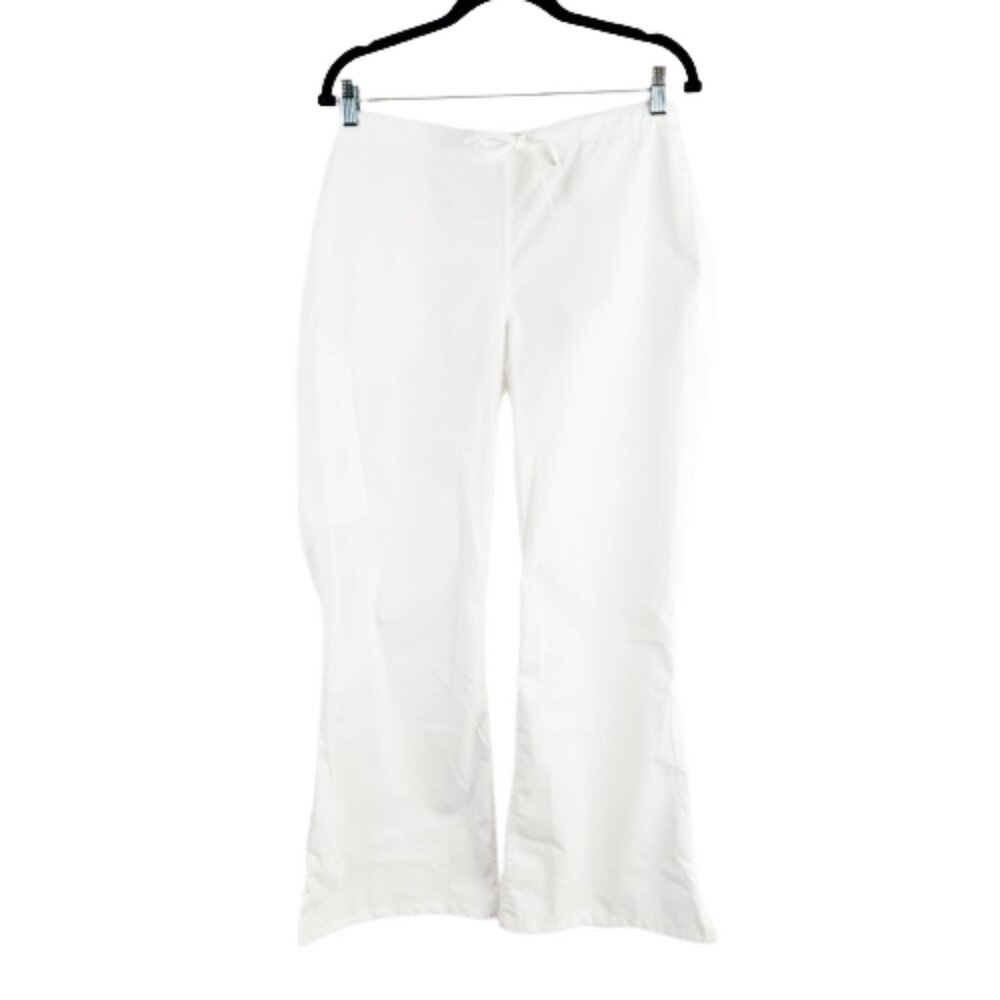 SOLD*****butter soft white scrub pants / flared leg workwear bottoms - Picture 1 of 12